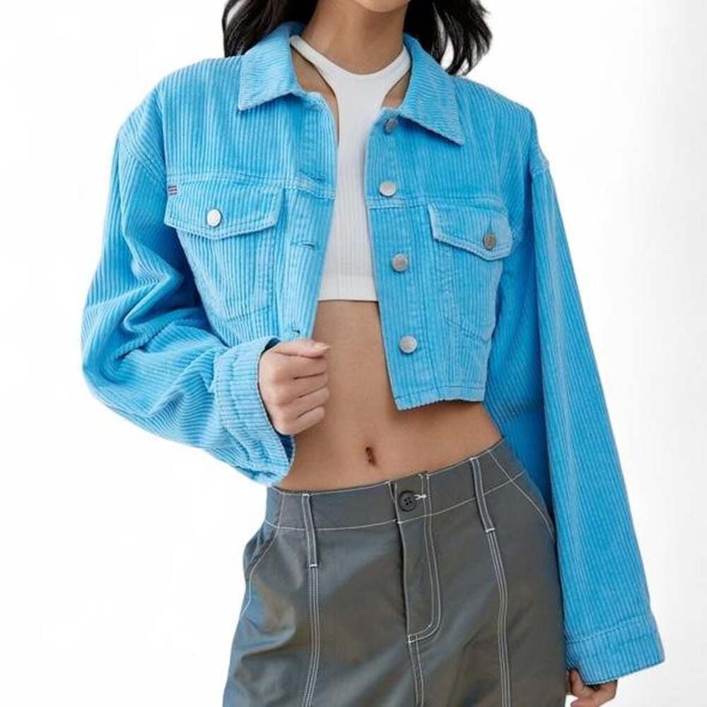 BDG Carissa Corduroy Cropped Jacket Blue
